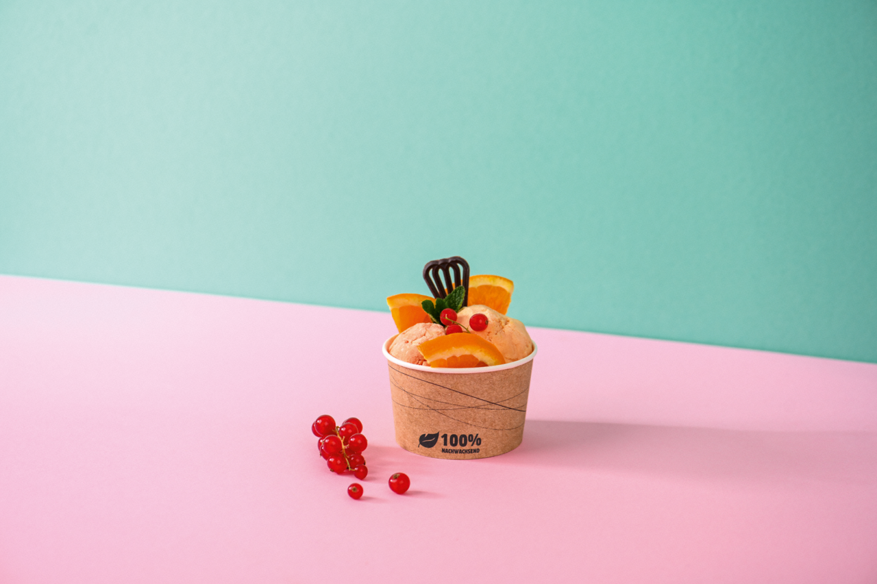 nachhaltige Verpackung für Glace mit Früchten 