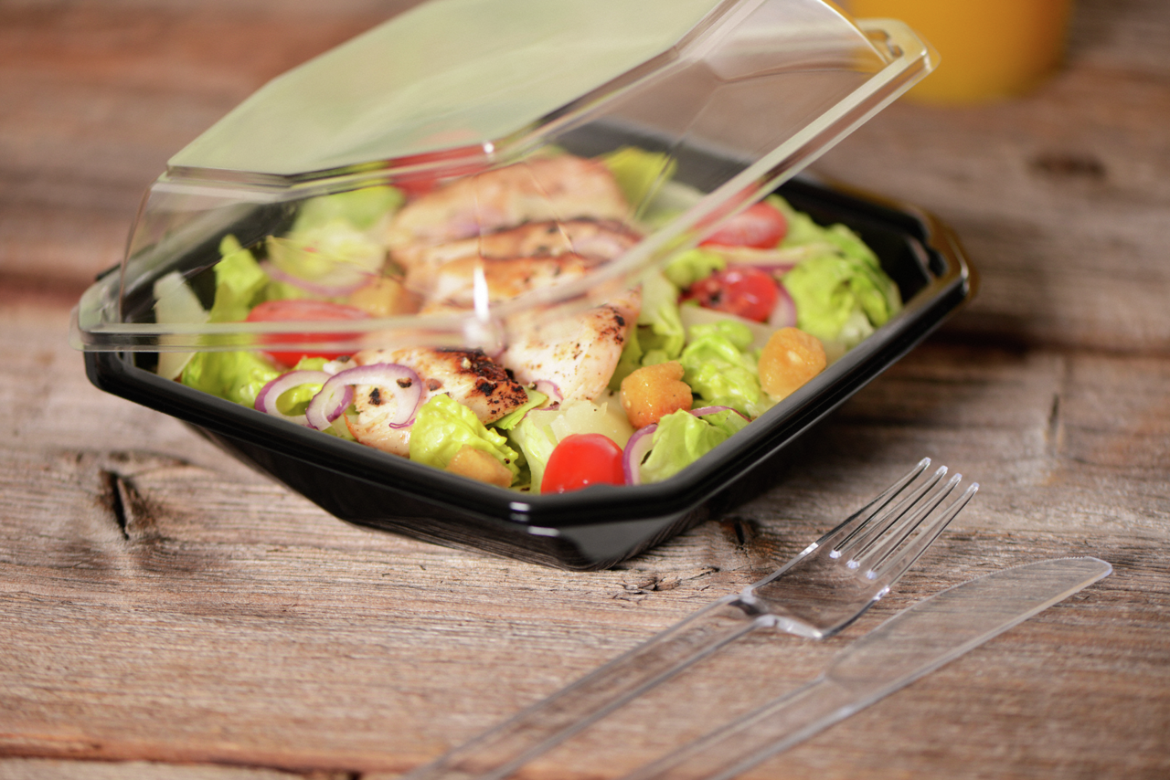 Salatschale aus PET Octaview mit Deckel
