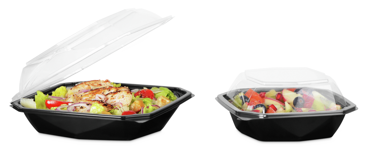 Salatschale aus PET Octaview mit Deckel