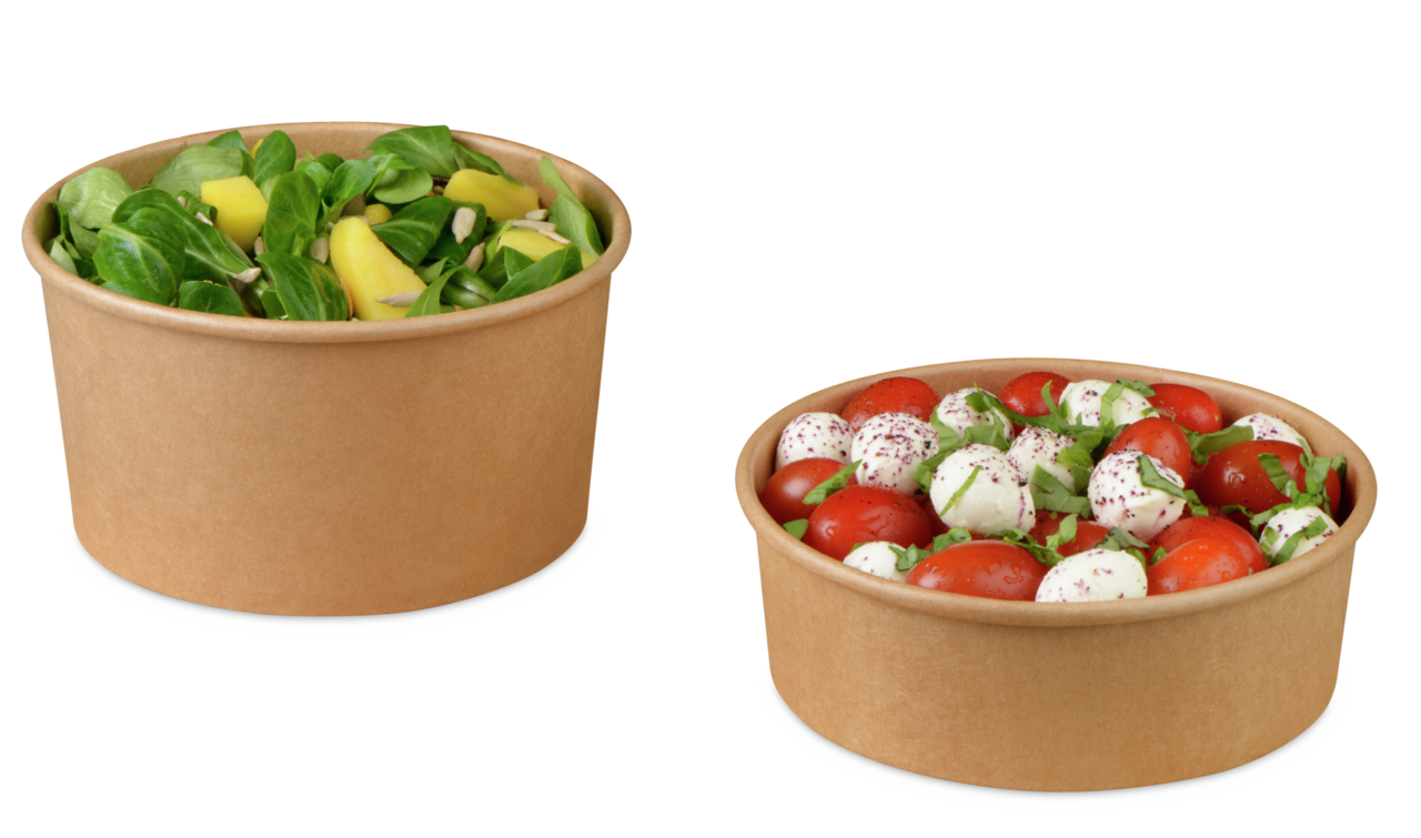 Salat-/Menüschale aus Karton braun rund