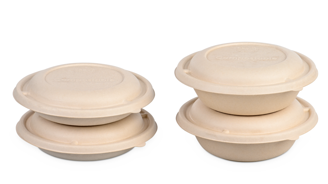 Schale aus Bagasse rund & Deckel