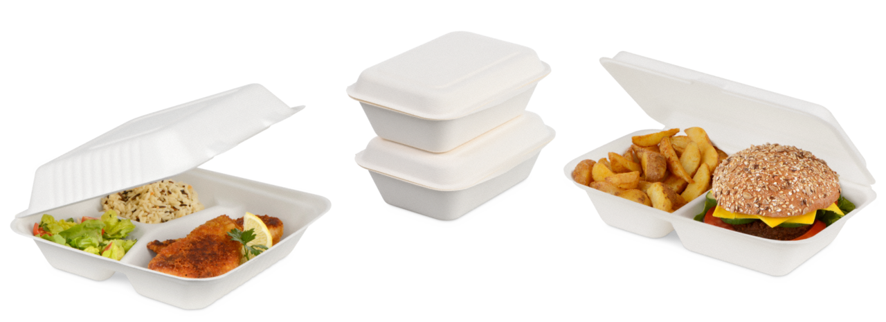 Menübox aus Bagasse mit Deckel