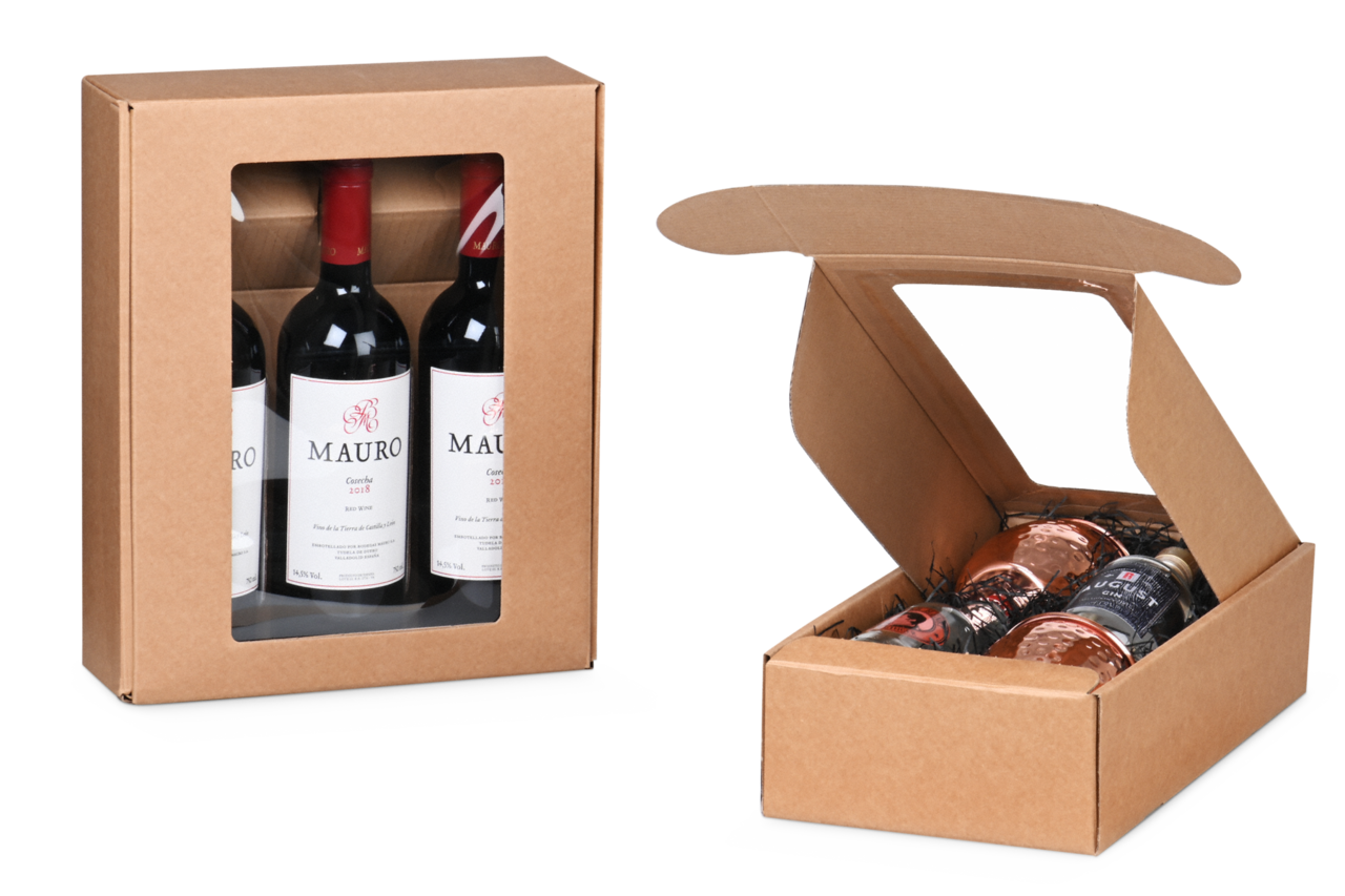 Flaschen-Geschenkkarton mit Sichtfenster