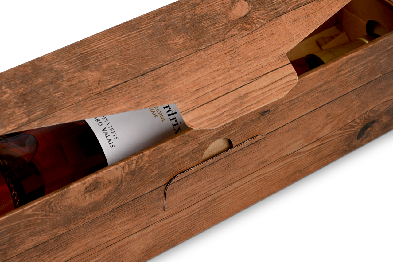 Flaschen-Geschenkkarton f&uuml;r Einzelflasche mit praktischem Steckverschluss