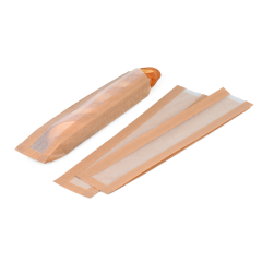 Baguettebeutel braun mit Pergamin-Sichtstreifen