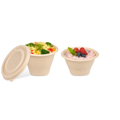 Schale aus Bagasse konisch & Deckel