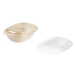 rPET-Deckel zu Schale aus Bagasse oval
