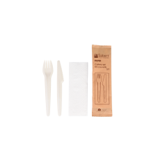Besteckset aus Zellstoff: Gabel, Messer, Serviette