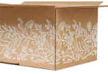 natürlicher, weisser Aufdruck in elegantem, floralen Design mit Blüten- und Blätter-Motiv