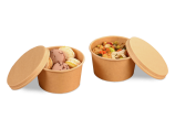 Die braunen Kartonschalen sind ideal für verschiedene heisse sowie kalte Speisen geeignet.