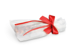 nachhaltig und ressourcenschonend verpackt – unser Flachbeutel aus Pergaminpapier in Kombination mit der Schleife aus Recyclingmaterial