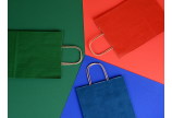 Papiertragetasche farbig mit braunen Papierkordeln