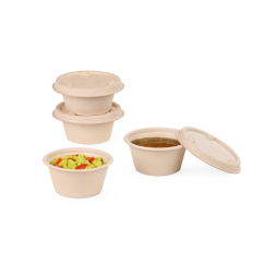 Dressingbecher aus Bagasse & Deckel