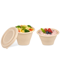 Schale aus Bagasse konisch & Deckel
