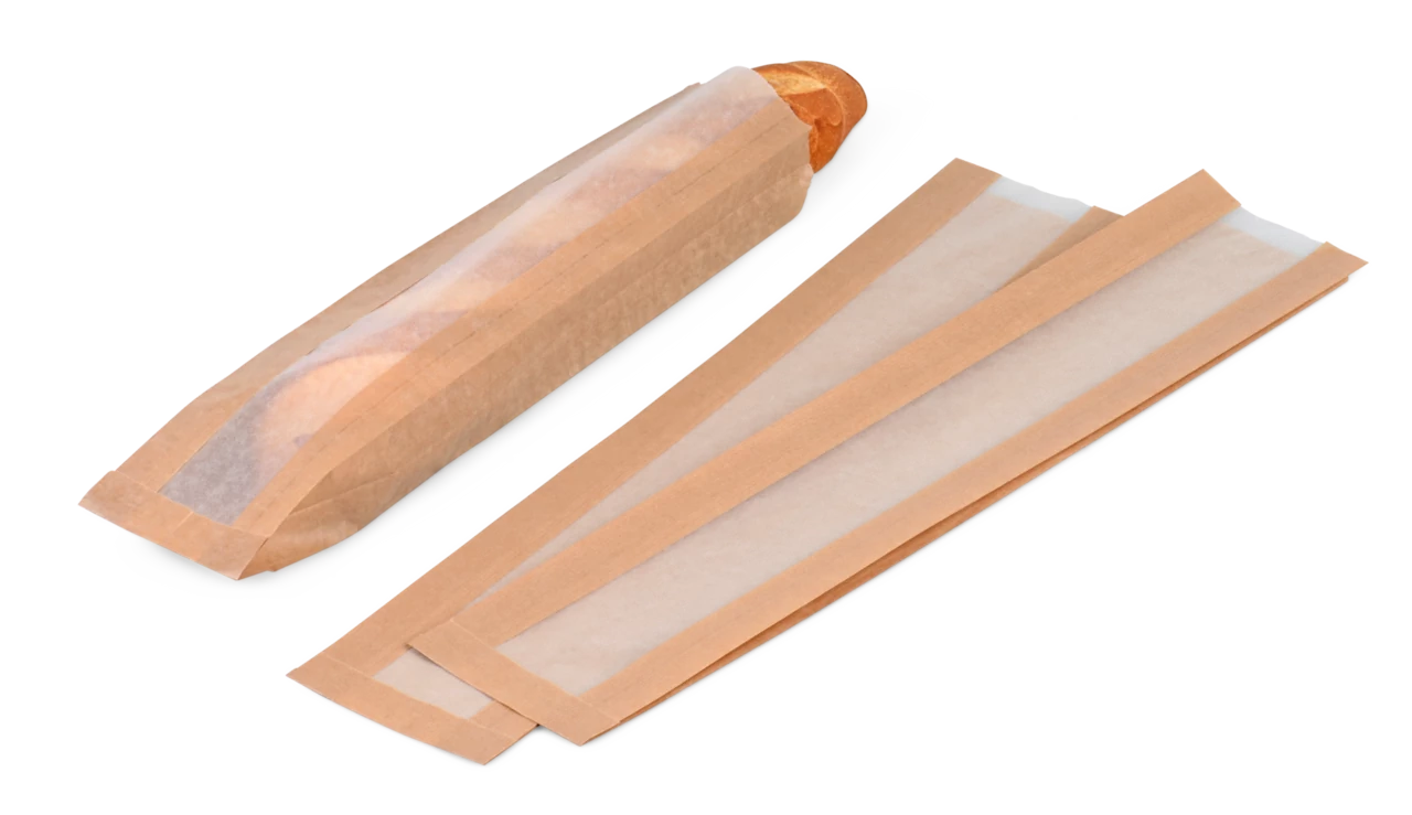 Baguettebeutel braun mit Pergamin-Sichtstreifen