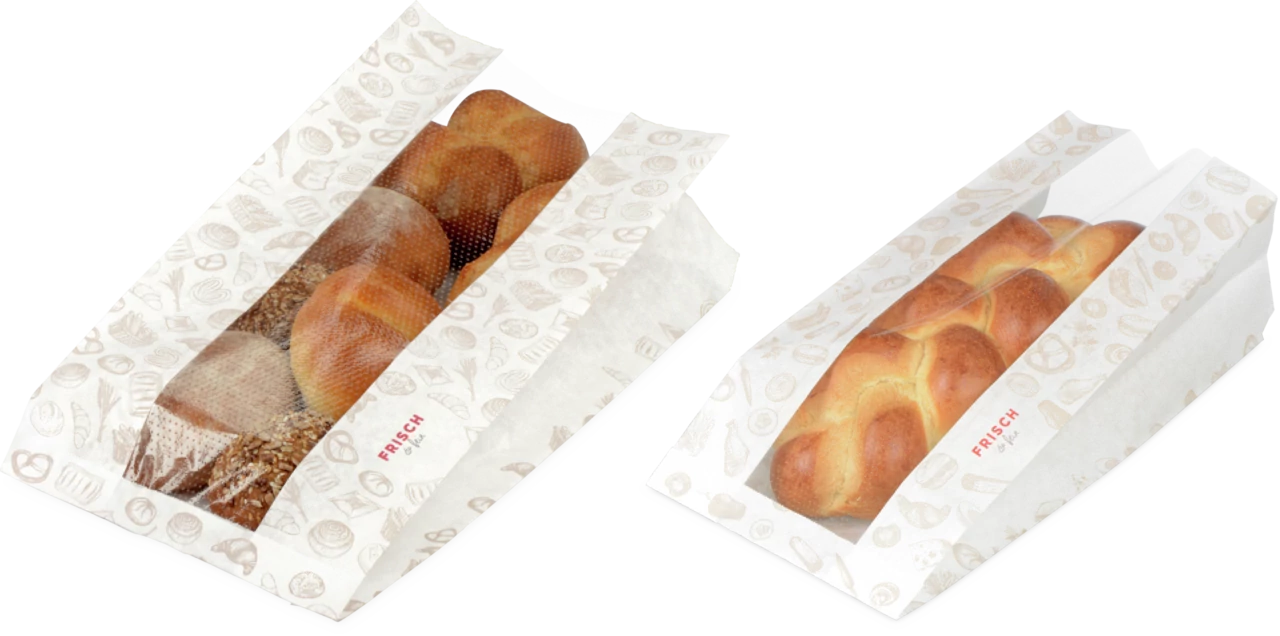 Papierfaltenbeutel mit Sichtstreifen «FRISCH & fein»