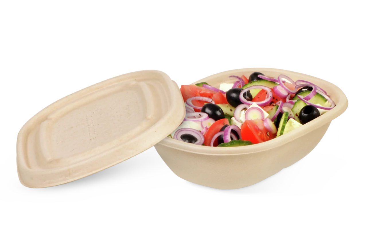 Schale aus Bagasse oval & Deckel