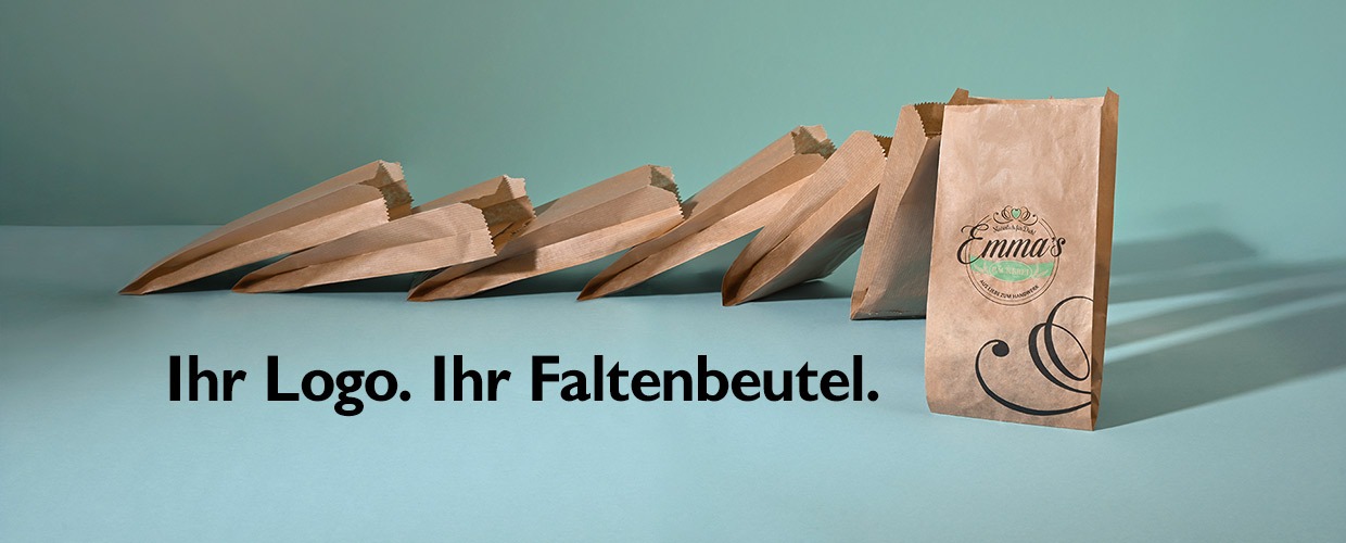 bedruckte Bäckerfaltenbeutel aus braunem Kraftpapier