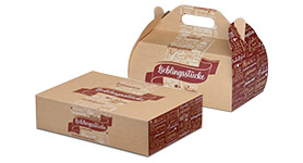 Gebäck-/Tortenkarton mit Aufdruck «Lieblingsstücke» Gebäck-/Tortenkarton mit Aufdruck «Lieblingsstücke»