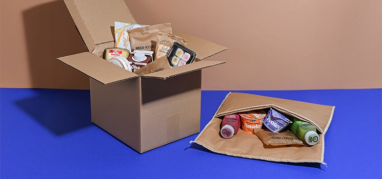 Karton und Thermo-Taschen für den Versand von Lebensmitteln