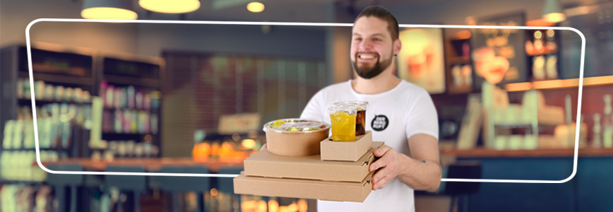 Lieferservice bringt Essen in Take-Away-Verpackungen