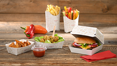 Take Away Verpackungen der Verpackungslinie «FRISCH & fein»