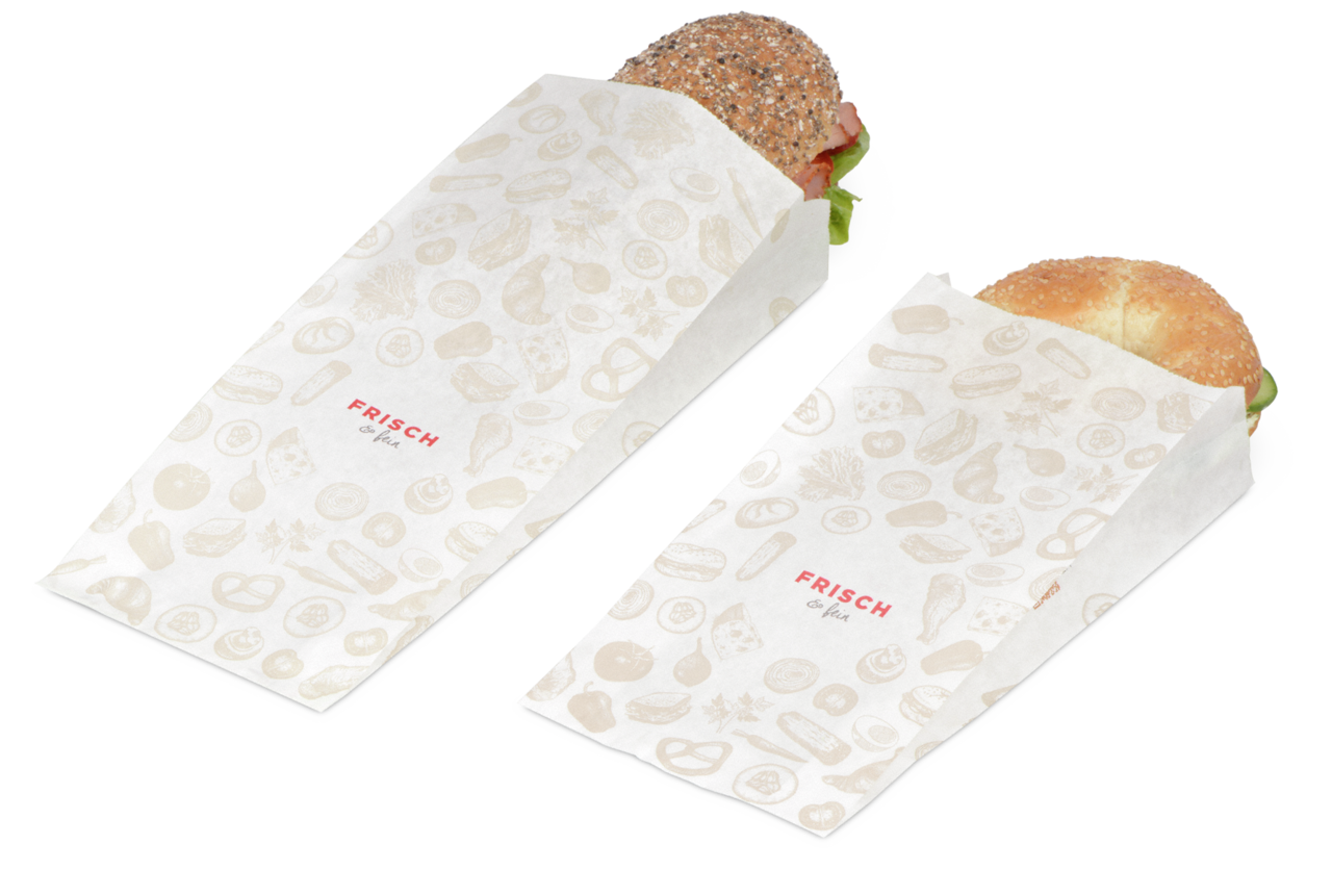 Papierfaltenbeutel «FRISCH & fein» Take-away