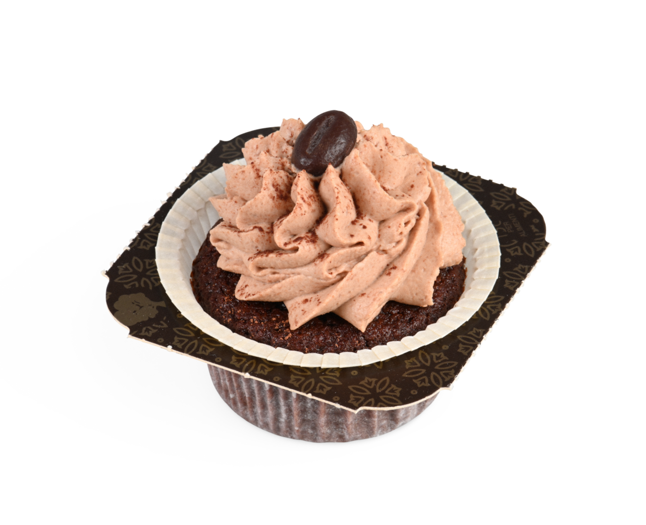 als besonderes Highlight kann ein Teil des braunen, mit goldenen Ornamenten bedruckten Trays an der Perforation mit abgetrennt werden – die perfekte Kombination mit der weißen Muffin-Kapsel