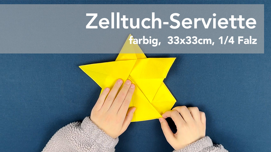 Zelltuch-Serviette farbig 33x33 cm, 1/4-Falz