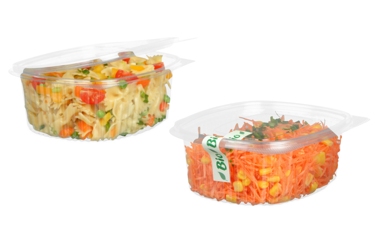 Salatschale aus rPET rechteckig mit Deckel