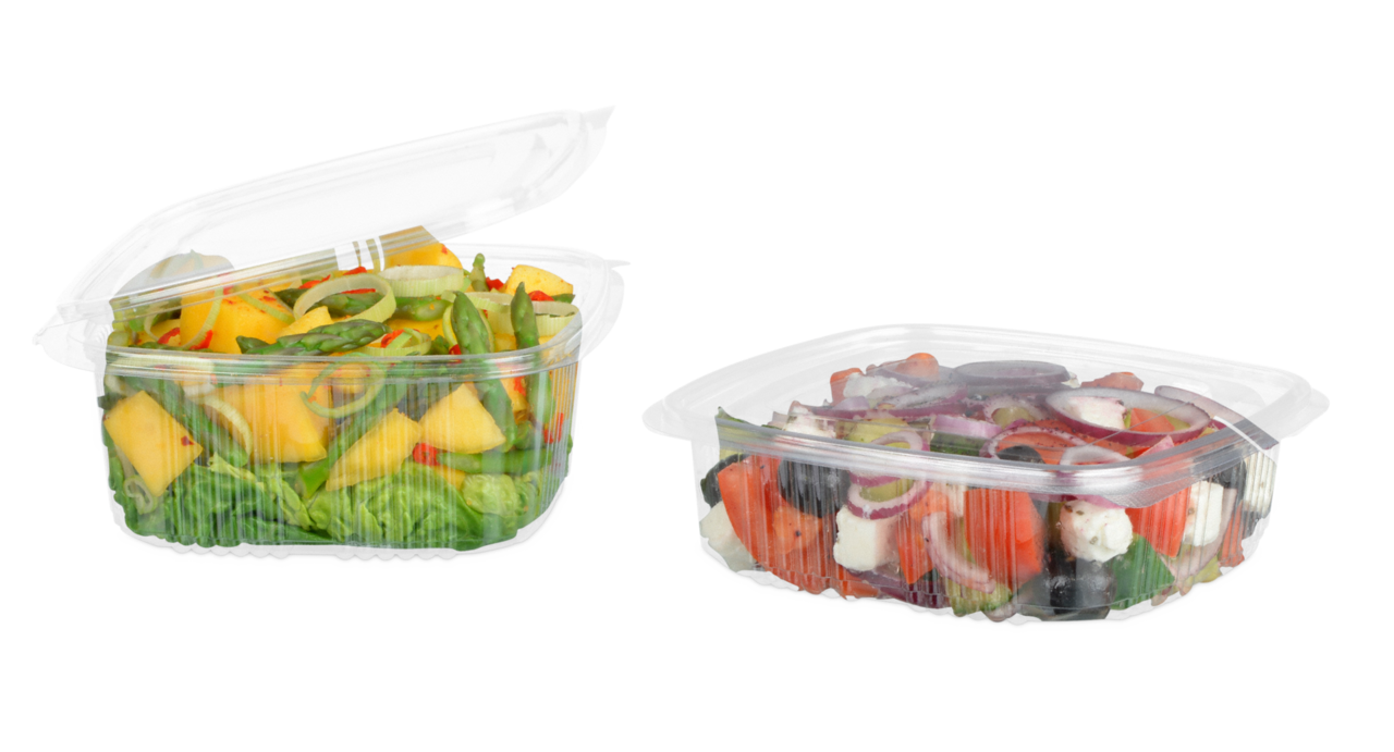 Salatschale aus rPET quadratisch mit Deckel
