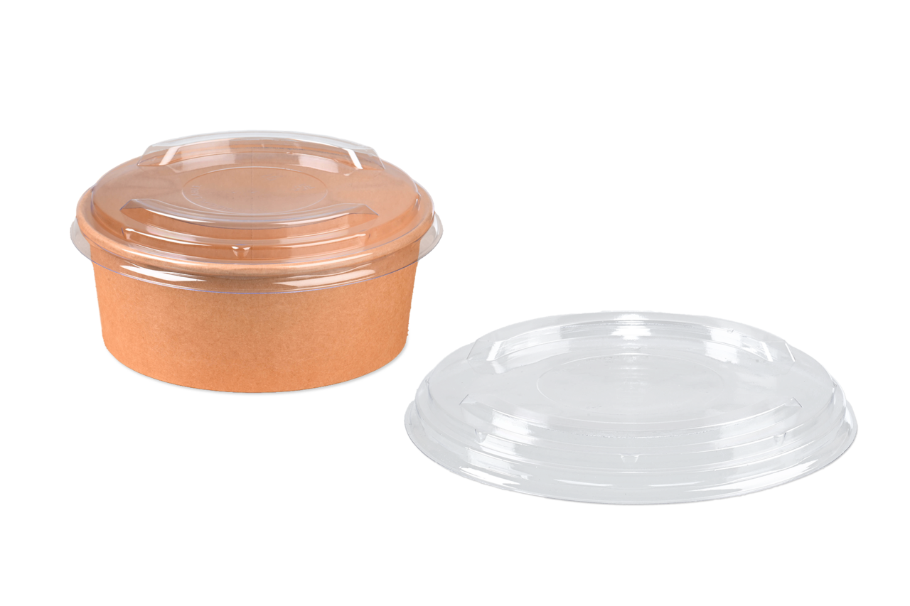 rPET-Deckel zu Salatschale aus Pappe rund