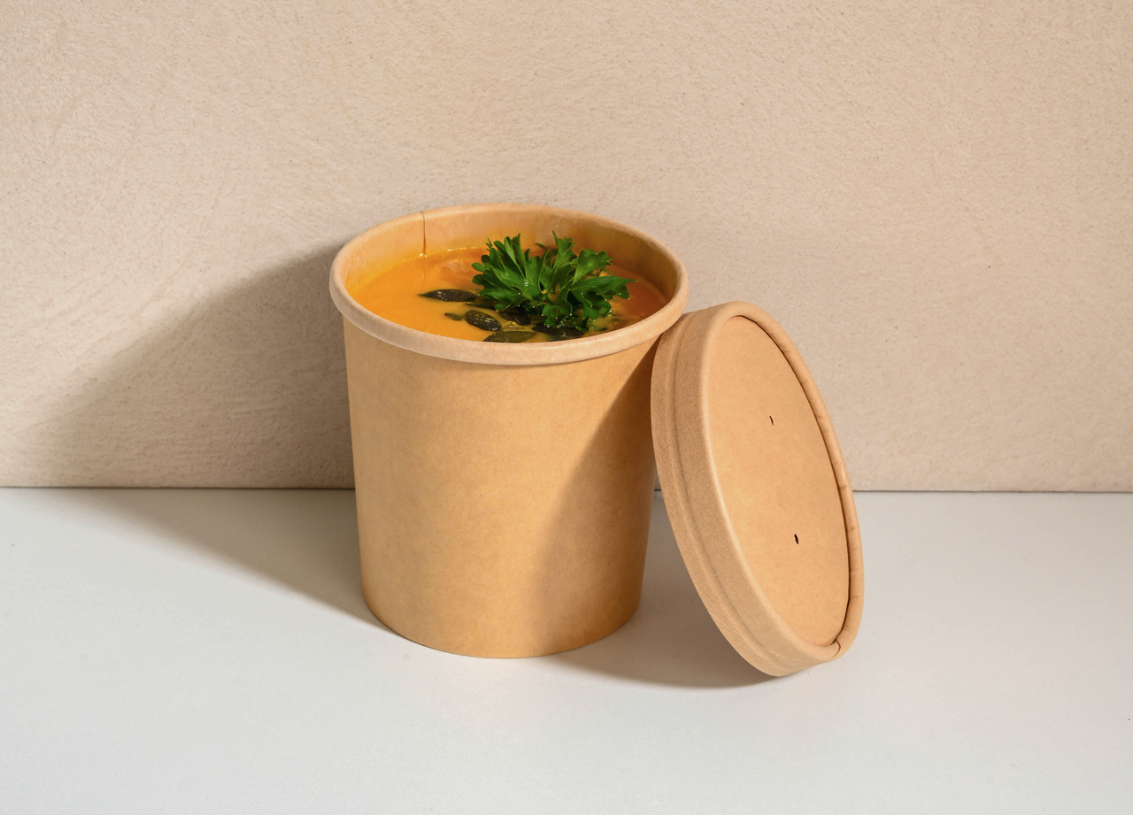 Membrandeckel aus Pappe zu Suppenbecher
