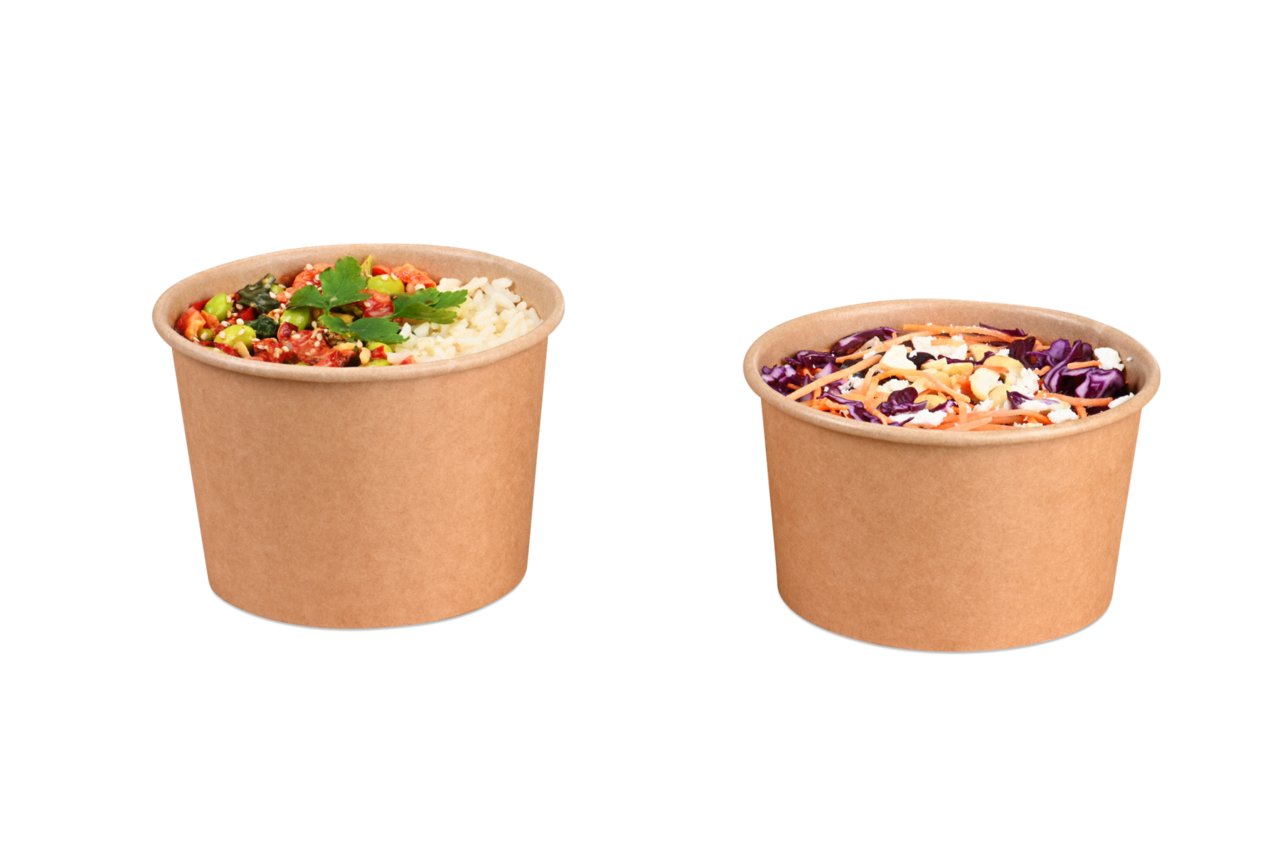 Feinkostbecher aus Pappe braun rund