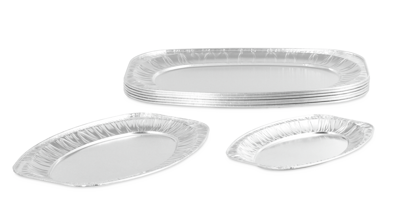 Servierplatte aus Alu, oval