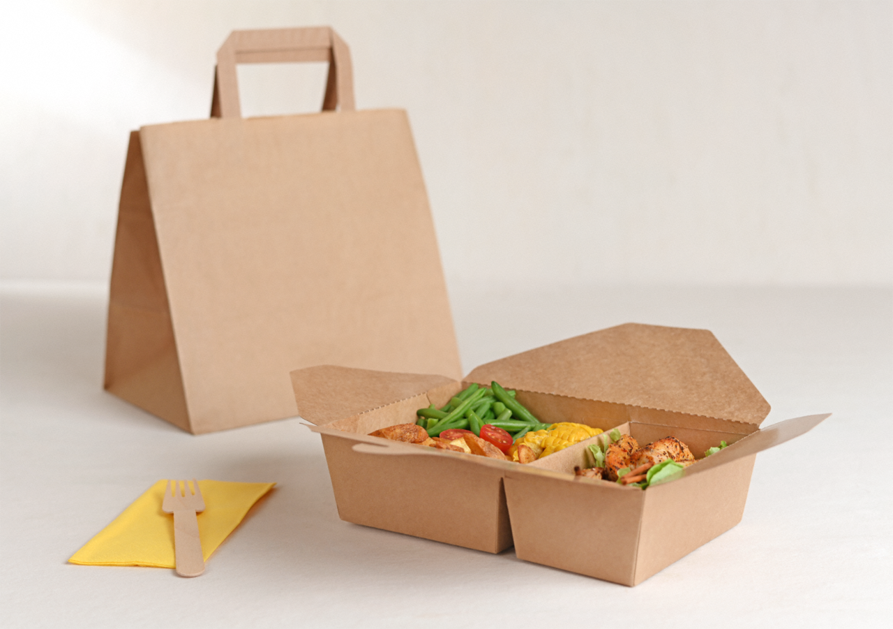 Mitnahmebox eckig braun 2-geteilt PREMIUM