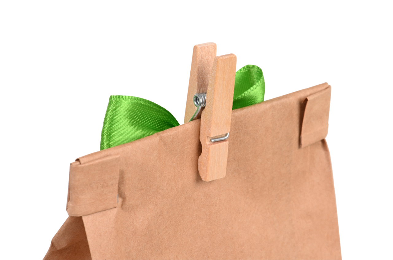 kleine Holzklammer natur zur einfachen Dekoration von Beuteln, Präsent- & Confiserie-Verpackungen