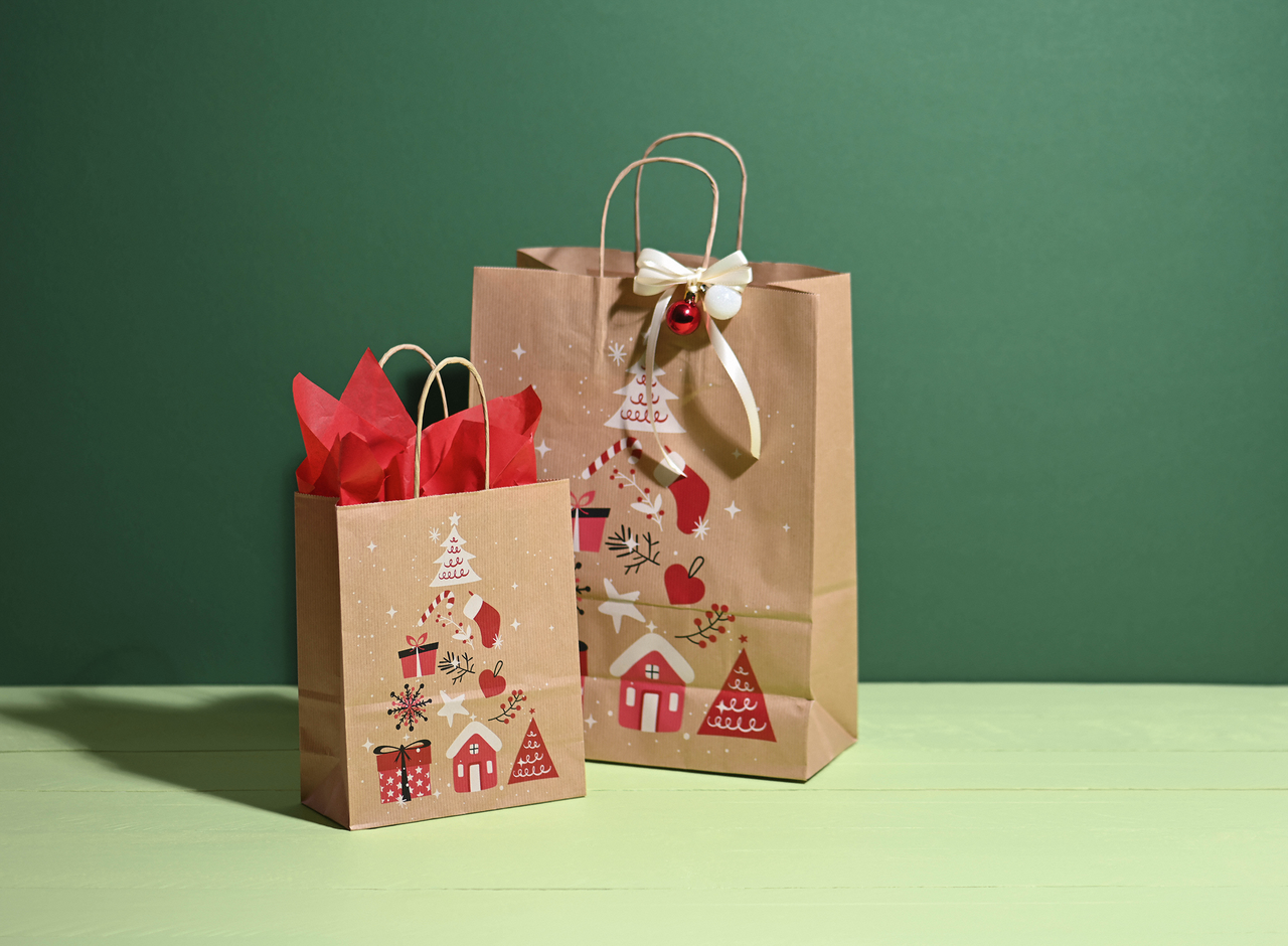 Design «Merry Christmas» in zwei Größen erhältlich – einheitlicher Auftritt auch bei unterschiedlich großen Inhalten