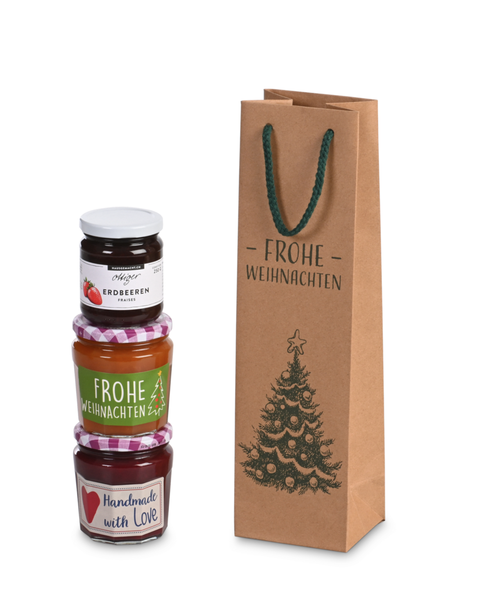 auch zum Verpacken von Geschenken, wie z. B. Marmelade, geeignet