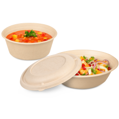Schale aus Bagasse rund & Deckel