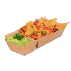 Snack-Schale aus Pappe braun mit Dipfach