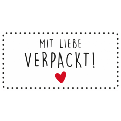 Motiv-Etikett, 45 × 90 mm, rechteckig, «mit Liebe verpackt»