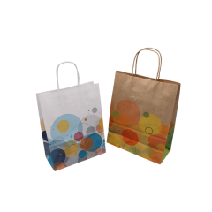 Papiertragetasche mit bunten Kreisen
