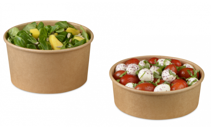 Salat-/Menüschale aus Karton braun rund