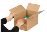 eine Schachtel für Inhalte unterschiedlicher Größe dank individueller Anpassung an das Packgut – spart und Platz im Lager und am Packtisch sowie Füllmaterial