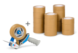 Papierklebeband Set fadenverstärkt 18 Rollen + Handabroller