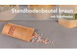 Standbodenbeutel braun mit Sichtfenster