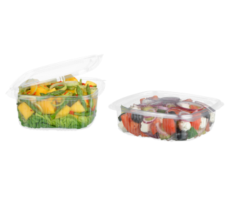 Salatschale aus rPET quadratisch mit Deckel