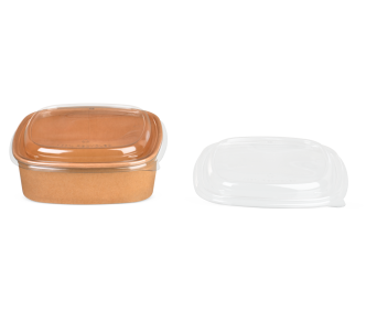 rPET-Deckel zu Schale aus Karton braun eckig