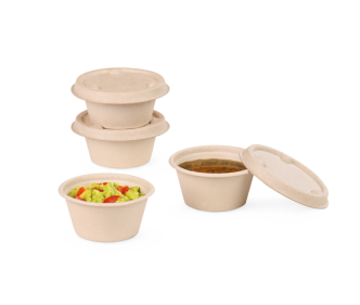 Dressingbecher aus Bagasse & Deckel